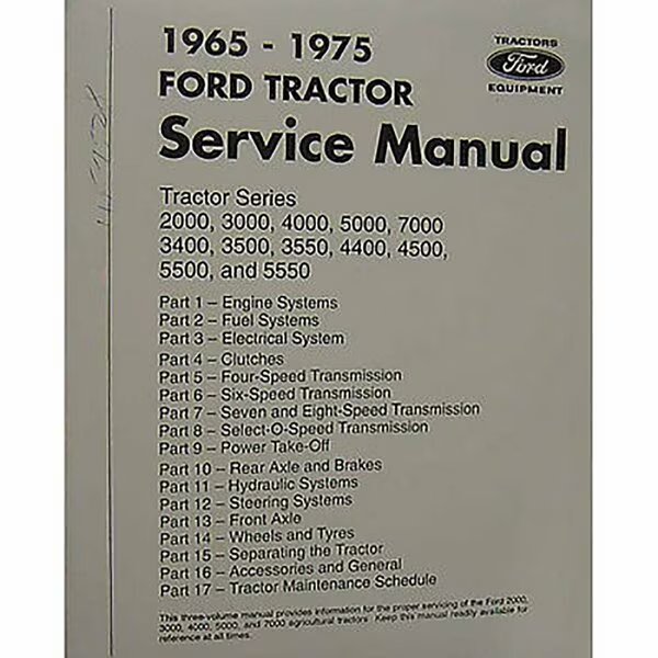 65-75 Shop Manual Fits Ford Fits New Holland 2000 3000 3400 3500 4400 4500 5000, Aftermarket, Mfr#: MAM60-0001